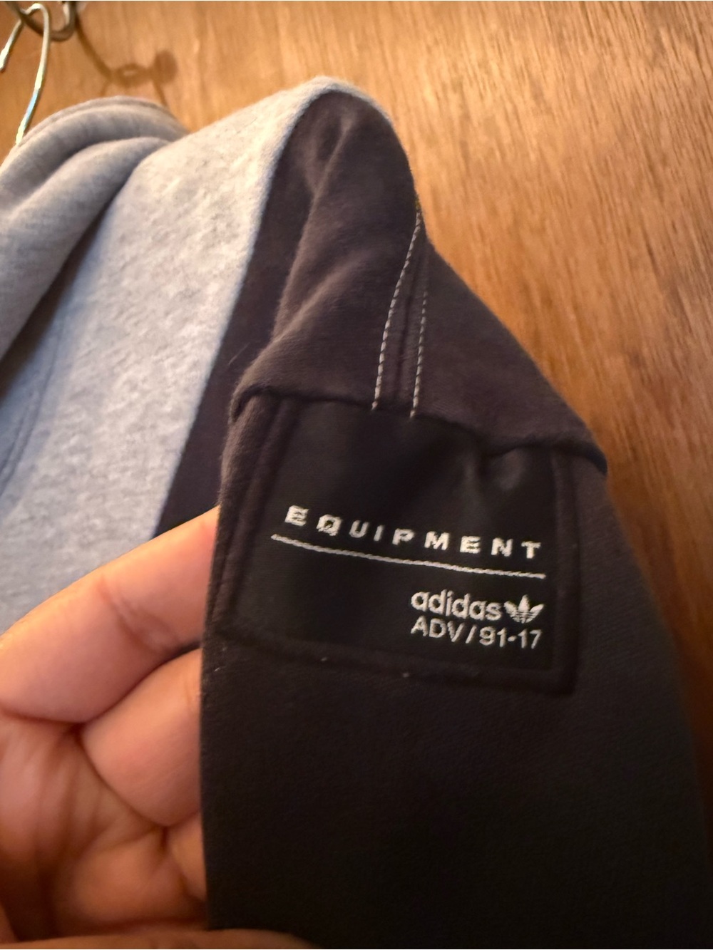 adidas Men's Grey and Black Equipment Colorblock Hoodie - Picture 3 of 9